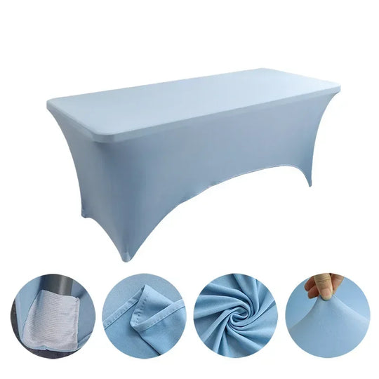 6FT 8FTSpandex Tablecloth High Stretch Wedding Hotel Birthday Table Cover for 4ft 5ft 6ft 8ft Folding Table Cocktail Tablecloth