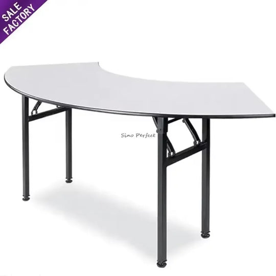 White Round Folding Banquet Table Wooden Foldable Wedding Event Dining Hotel Furniture Low Price