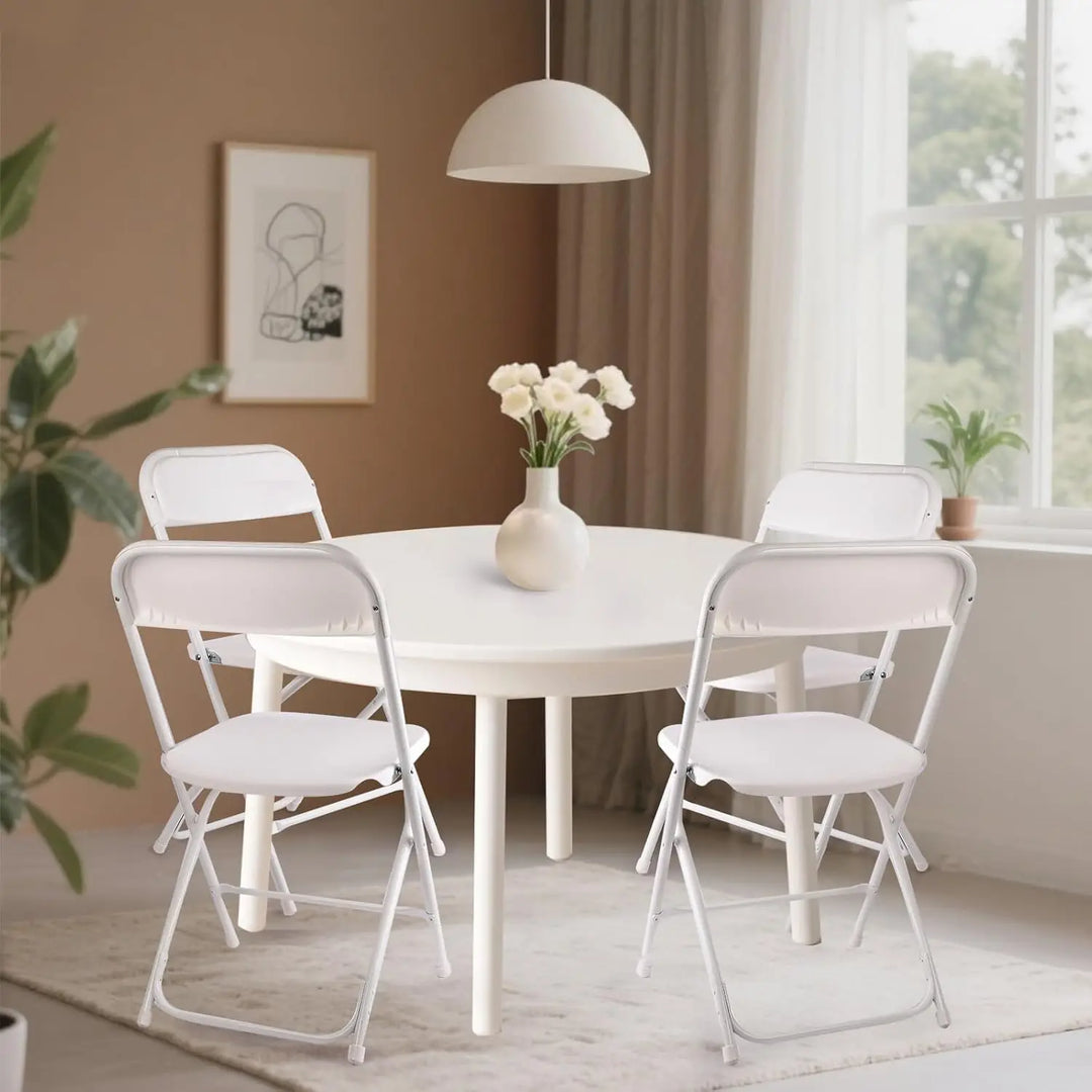 10 pack White Folding Chairs, Portable Stackable Commercial Foldable Chair, Indoor Outdoor Plastic Folding Chair, Customized