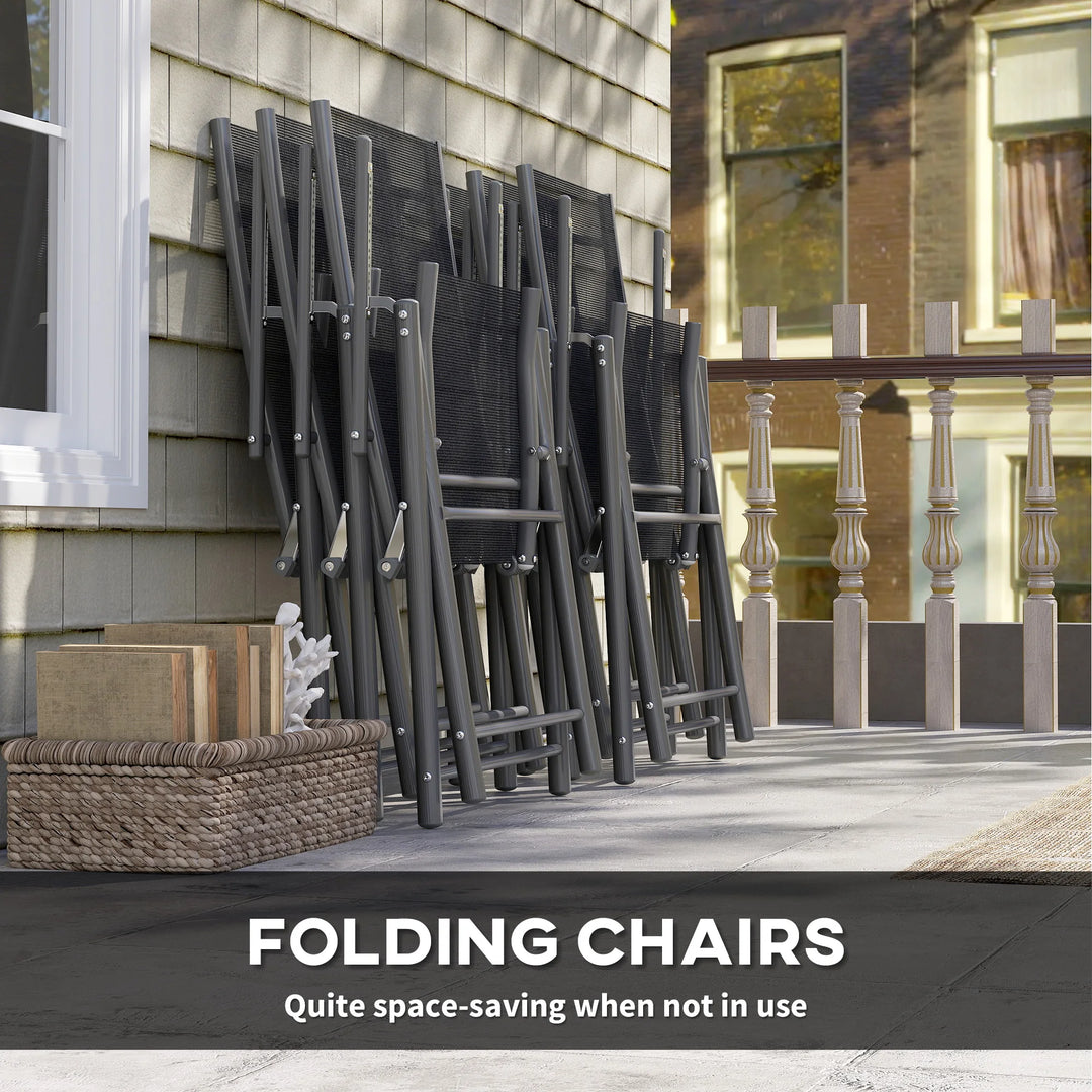 7 Piece Outdoor Dining Set Extendable Table 6 Folding Chairs Patio Balcony Deck Grey Garden Furniture Outdoor Equipment