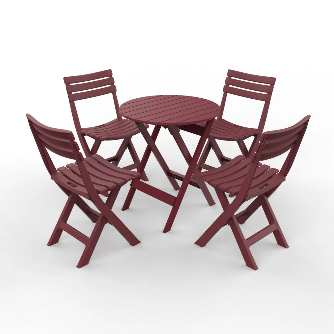Outdoor Balcony Folding Table Chair Set for Tea, Waterproof Patio Bistro Set for Courtyard, Space-Saving Outdoor Furniture Combo