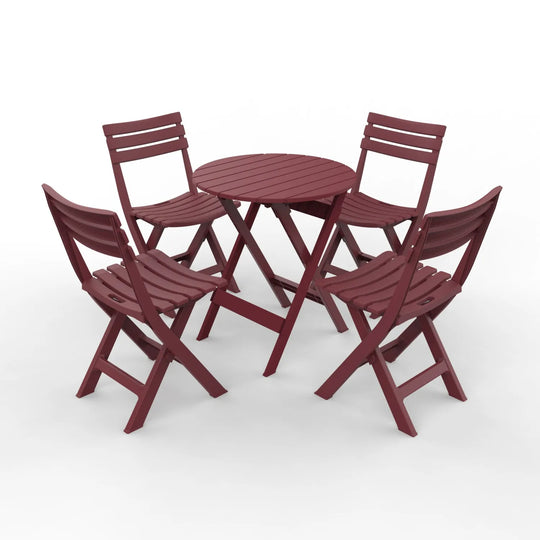 Outdoor Balcony Folding Table Chair Set for Tea, Waterproof Patio Bistro Set for Courtyard, Space-Saving Outdoor Furniture Combo