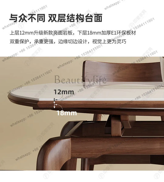 Modern simple small apartment rock slab telescopic folding rectangular new Chinese dining table