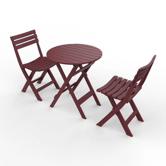 Outdoor Balcony Folding Table Chair Set for Tea, Waterproof Patio Bistro Set for Courtyard, Space-Saving Outdoor Furniture Combo