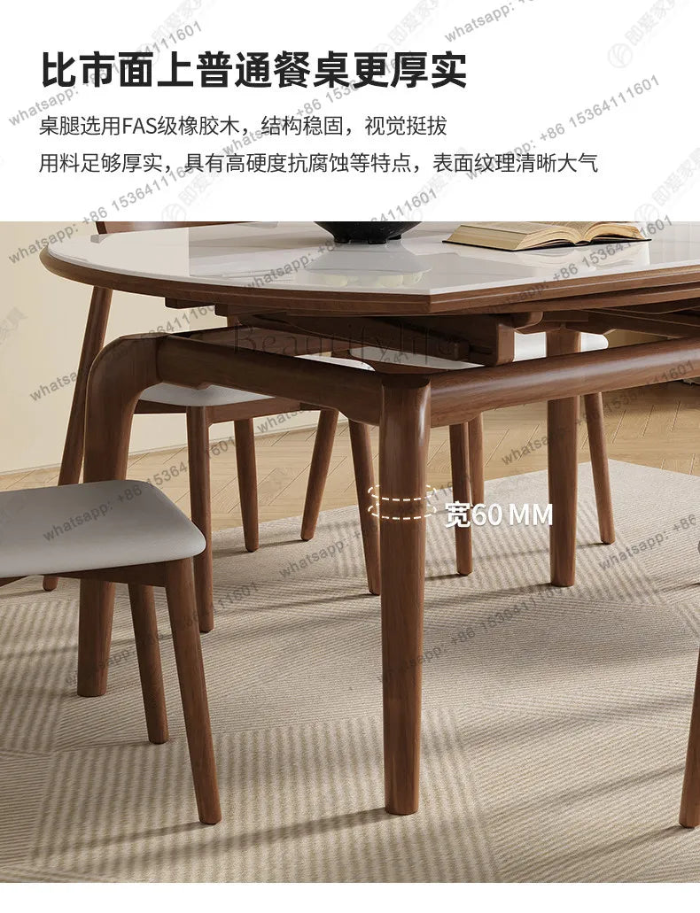 Modern simple small apartment rock slab telescopic folding rectangular new Chinese dining table