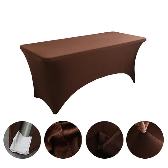 6FT 8FTSpandex Tablecloth High Stretch Wedding Hotel Birthday Table Cover for 4ft 5ft 6ft 8ft Folding Table Cocktail Tablecloth