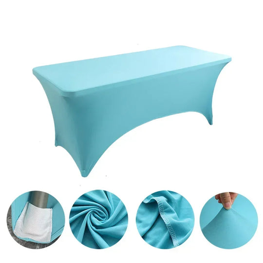 6FT 8FTSpandex Tablecloth High Stretch Wedding Hotel Birthday Table Cover for 4ft 5ft 6ft 8ft Folding Table Cocktail Tablecloth