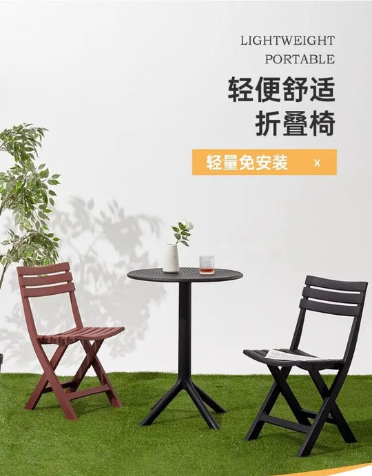 Outdoor Balcony Folding Table Chair Set for Tea, Waterproof Patio Bistro Set for Courtyard, Space-Saving Outdoor Furniture Combo