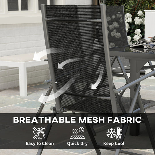 7 Piece Outdoor Dining Set Extendable Table 6 Folding Chairs Patio Balcony Deck Grey Garden Furniture Outdoor Equipment