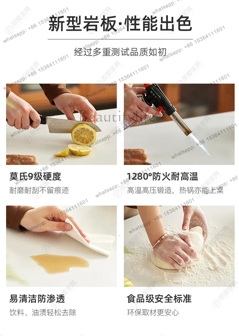 Modern simple small apartment rock slab telescopic folding rectangular new Chinese dining table