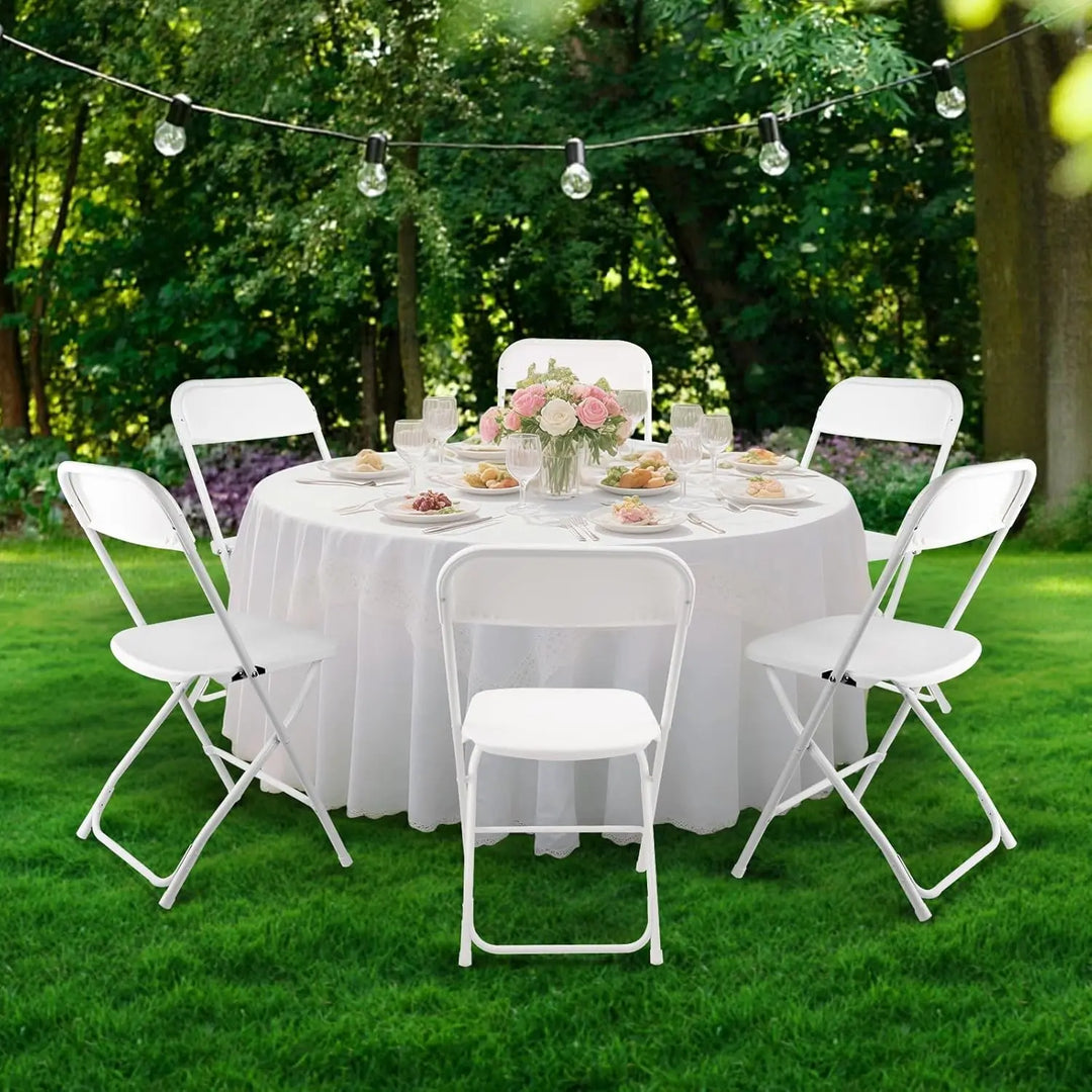 10 pack White Folding Chairs, Portable Stackable Commercial Foldable Chair, Indoor Outdoor Plastic Folding Chair, Customized