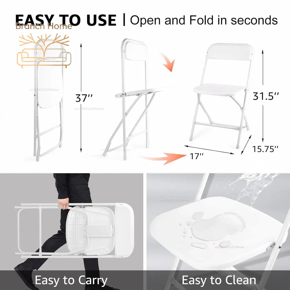 10 pack White Folding Chairs, Portable Stackable Commercial Foldable Chair, Indoor Outdoor Plastic Folding Chair, Customized