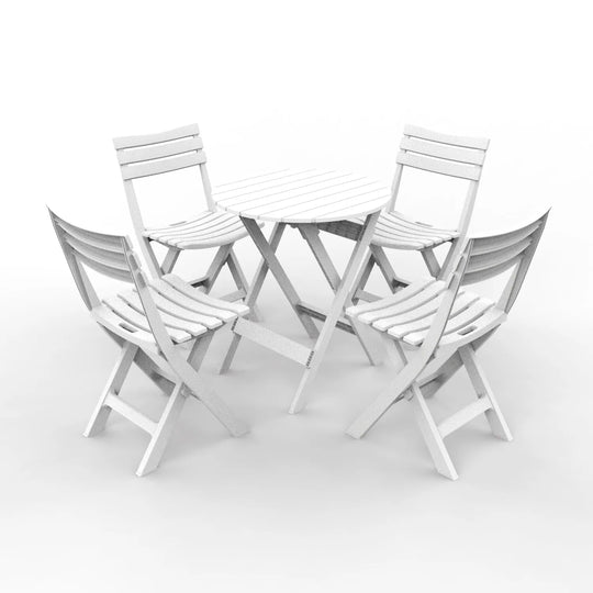 Outdoor Balcony Folding Table Chair Set for Tea, Waterproof Patio Bistro Set for Courtyard, Space-Saving Outdoor Furniture Combo