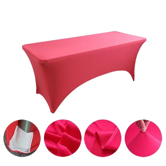6FT 8FTSpandex Tablecloth High Stretch Wedding Hotel Birthday Table Cover for 4ft 5ft 6ft 8ft Folding Table Cocktail Tablecloth
