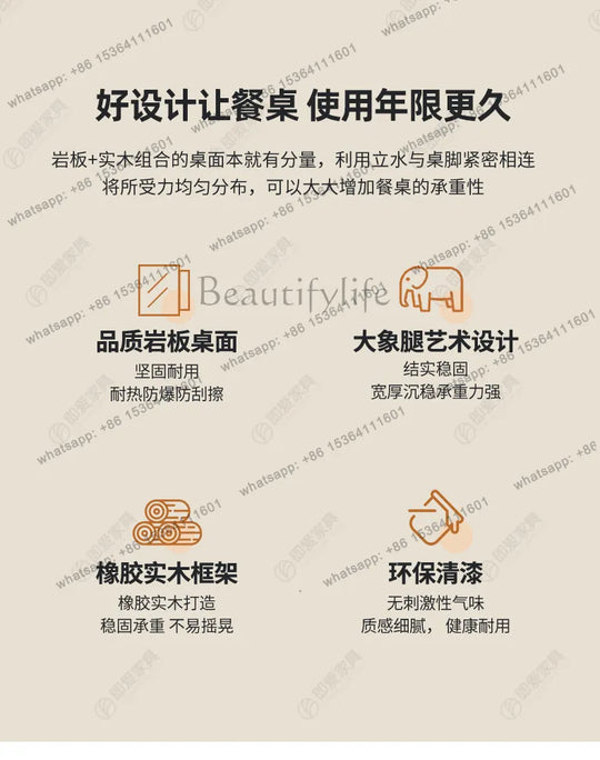 Modern simple small apartment rock slab telescopic folding rectangular new Chinese dining table