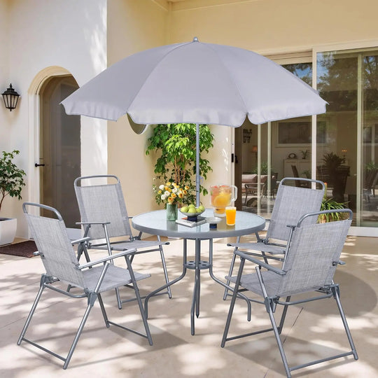 o*-6 Pieces Folding Patio Dining Set, All Weather Small Metal Outdoor Table and Chairs Set, Patio Furniture Set, Customized