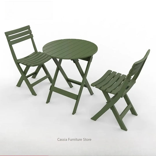 Outdoor Balcony Folding Table Chair Set for Tea, Waterproof Patio Bistro Set for Courtyard, Space-Saving Outdoor Furniture Combo