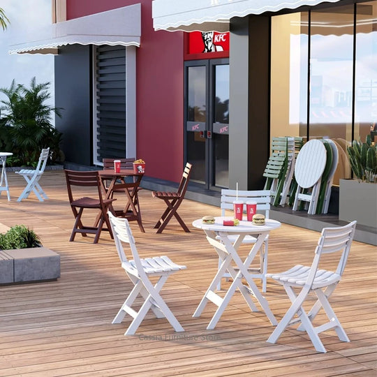 Outdoor Balcony Folding Table Chair Set for Tea, Waterproof Patio Bistro Set for Courtyard, Space-Saving Outdoor Furniture Combo