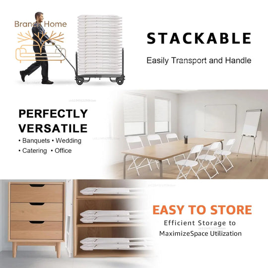 10 pack White Folding Chairs, Portable Stackable Commercial Foldable Chair, Indoor Outdoor Plastic Folding Chair, Customized