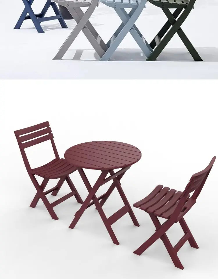 Outdoor Balcony Folding Table Chair Set for Tea, Waterproof Patio Bistro Set for Courtyard, Space-Saving Outdoor Furniture Combo