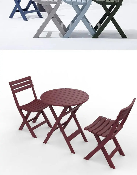 Outdoor Balcony Folding Table Chair Set for Tea, Waterproof Patio Bistro Set for Courtyard, Space-Saving Outdoor Furniture Combo