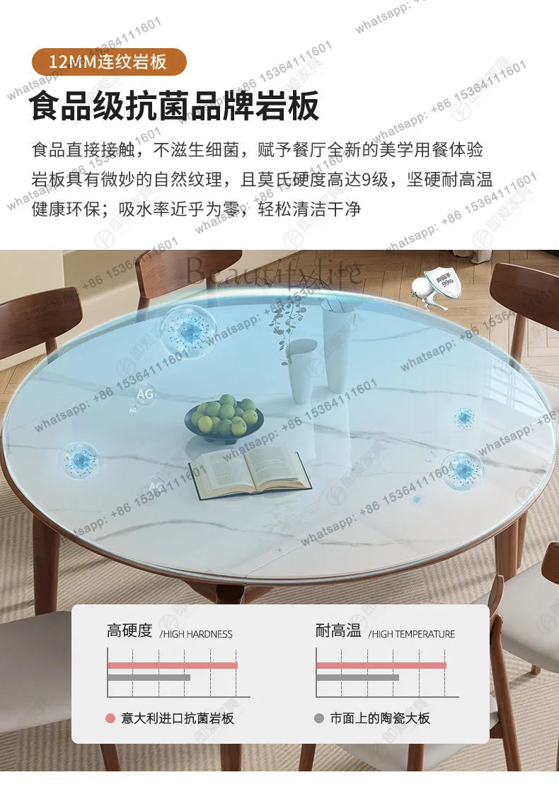 Modern simple small apartment rock slab telescopic folding rectangular new Chinese dining table