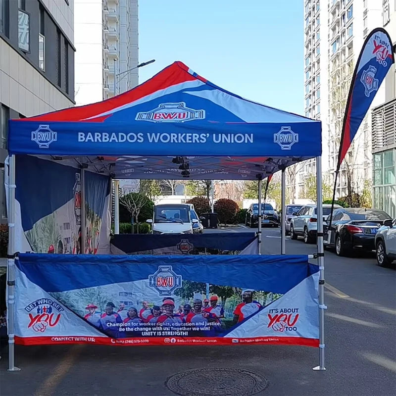 Custom Tent 10x10 Popup Canopy Advertising Tent with Peak Banner for Outdoor Events and Trade Shows, 300D Oxford High Quality