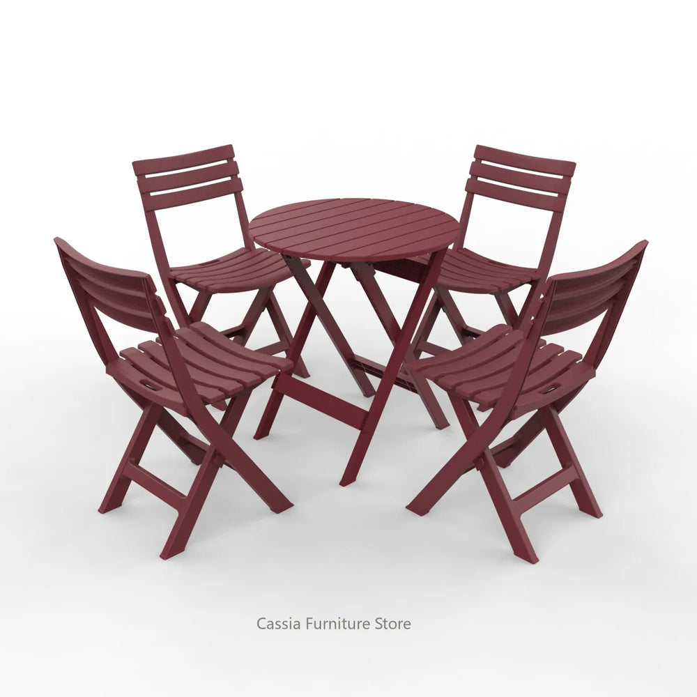 Outdoor Balcony Folding Table Chair Set for Tea, Waterproof Patio Bistro Set for Courtyard, Space-Saving Outdoor Furniture Combo