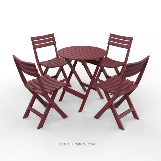 Outdoor Balcony Folding Table Chair Set for Tea, Waterproof Patio Bistro Set for Courtyard, Space-Saving Outdoor Furniture Combo