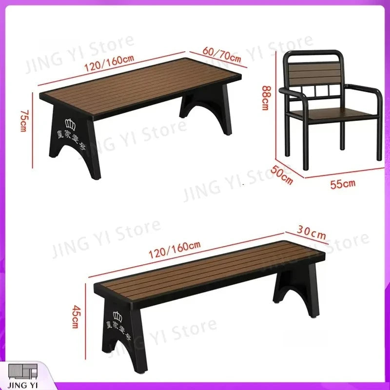 2025 New Outdoor Garden Furniture Set Plastic Wood Table and Chair Waterproof UV Resistant Portable Folding Patio Dining Set