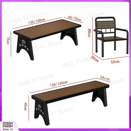 2025 New Outdoor Garden Furniture Set Plastic Wood Table and Chair Waterproof UV Resistant Portable Folding Patio Dining Set