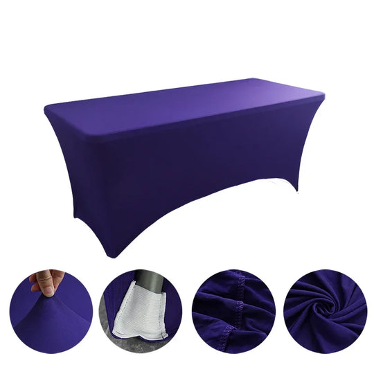 6FT 8FTSpandex Tablecloth High Stretch Wedding Hotel Birthday Table Cover for 4ft 5ft 6ft 8ft Folding Table Cocktail Tablecloth