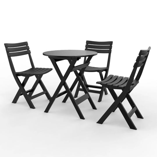 Outdoor Balcony Folding Table Chair Set for Tea, Waterproof Patio Bistro Set for Courtyard, Space-Saving Outdoor Furniture Combo