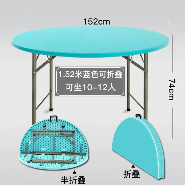150cm 5ft 60 Inch White Plastic Folding Round Table Foldable Dining Table Portable Banquet Wedding Event Party Table For Indoor