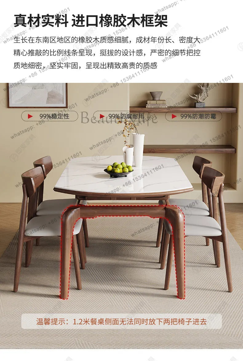 Modern simple small apartment rock slab telescopic folding rectangular new Chinese dining table