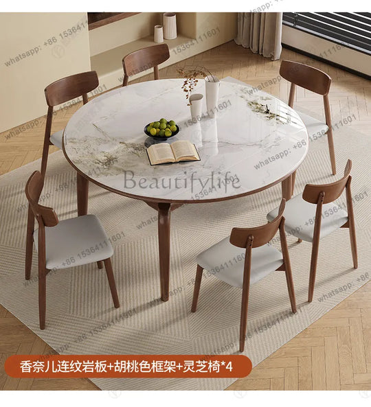 Modern simple small apartment rock slab telescopic folding rectangular new Chinese dining table