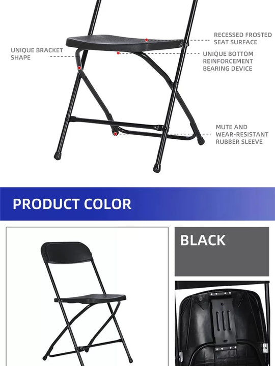 Commercial Furniture White Black 6ft/8ft Outdoor Plastic Folding Tables For Events Folding Plastic Chair