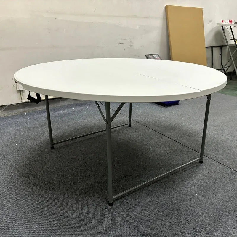 150cm 5ft 60 Inch White Plastic Folding Round Table Foldable Dining Table Portable Banquet Wedding Event Party Table For Indoor