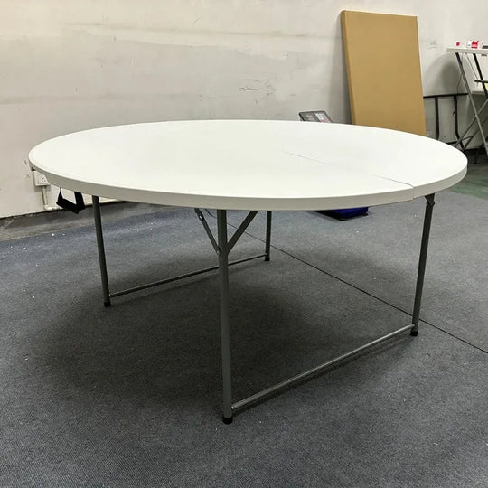 150cm 5ft 60 Inch White Plastic Folding Round Table Foldable Dining Table Portable Banquet Wedding Event Party Table For Indoor
