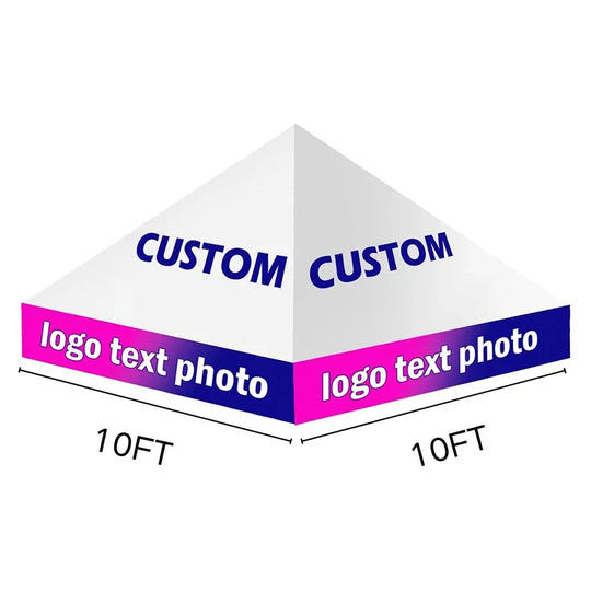 Custom Tent 10x10 Popup Canopy Advertising Tent with Peak Banner for Outdoor Events and Trade Shows, 300D Oxford High Quality