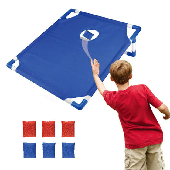 Portable Cornhole Game Set with 1 Durable Board & 6 Soft Bean Bags – Ideal for Yard Toss Games – Lightweight & Easy Assembly/Sto