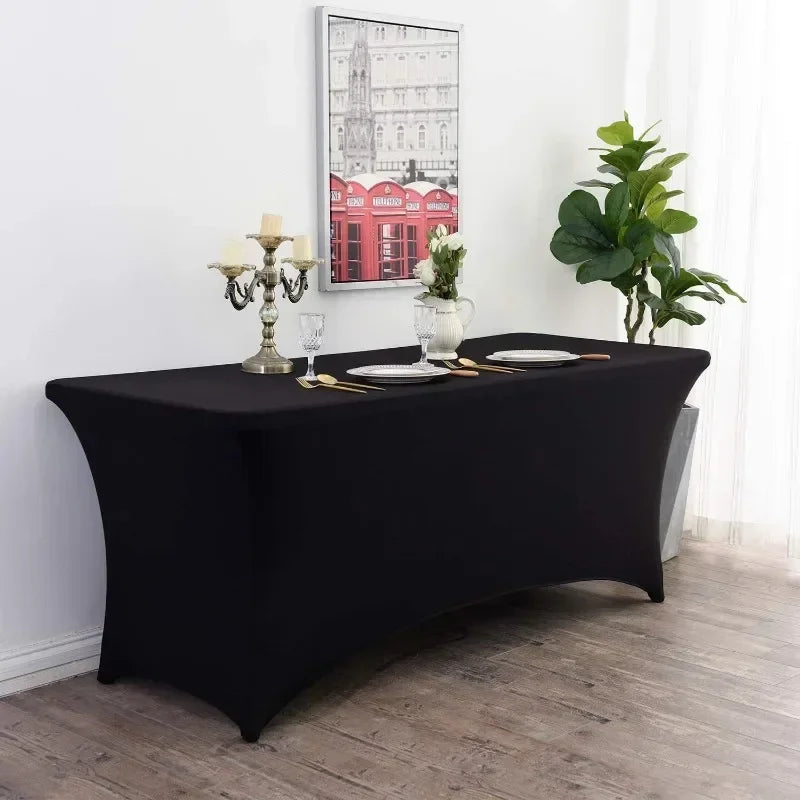 6FT 8FTSpandex Tablecloth High Stretch Wedding Hotel Birthday Table Cover for 4ft 5ft 6ft 8ft Folding Table Cocktail Tablecloth