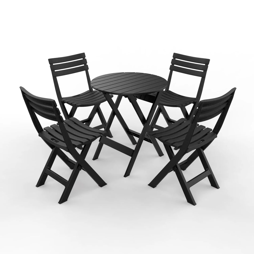 Outdoor Balcony Folding Table Chair Set for Tea, Waterproof Patio Bistro Set for Courtyard, Space-Saving Outdoor Furniture Combo