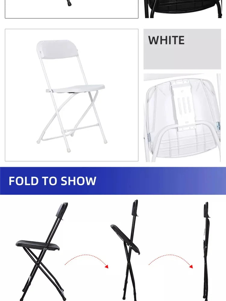 Commercial Furniture White Black 6ft/8ft Outdoor Plastic Folding Tables For Events Folding Plastic Chair