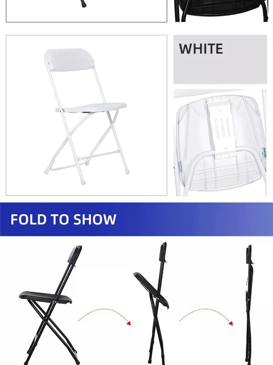 Commercial Furniture White Black 6ft/8ft Outdoor Plastic Folding Tables For Events Folding Plastic Chair