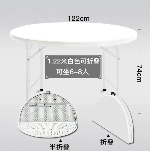 150cm 5ft 60 Inch White Plastic Folding Round Table Foldable Dining Table Portable Banquet Wedding Event Party Table For Indoor