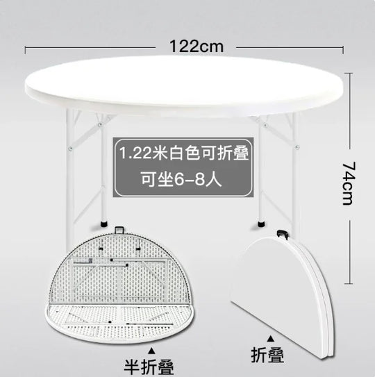 150cm 5ft 60 Inch White Plastic Folding Round Table Foldable Dining Table Portable Banquet Wedding Event Party Table For Indoor