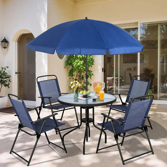 o*-6 Pieces Folding Patio Dining Set, All Weather Small Metal Outdoor Table and Chairs Set, Patio Furniture Set, Customized