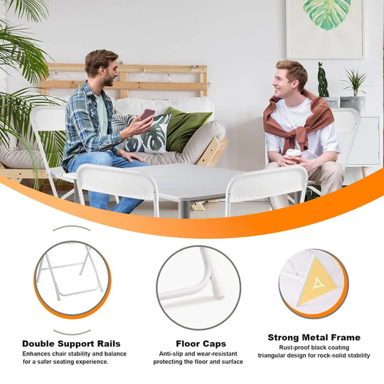 10 pack White Folding Chairs, Portable Stackable Commercial Foldable Chair, Indoor Outdoor Plastic Folding Chair, Customized