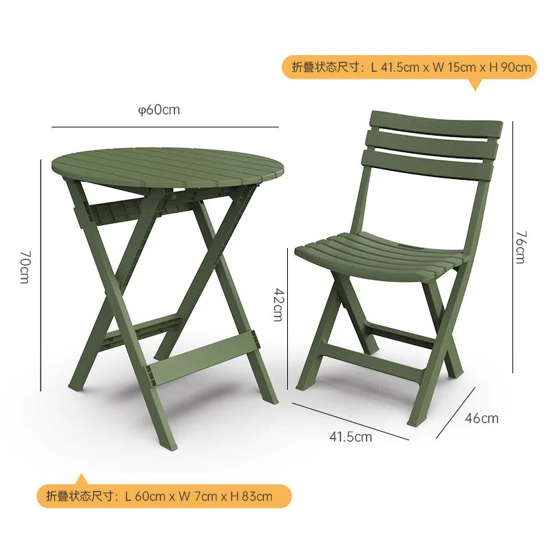 Outdoor Balcony Folding Table Chair Set for Tea, Waterproof Patio Bistro Set for Courtyard, Space-Saving Outdoor Furniture Combo